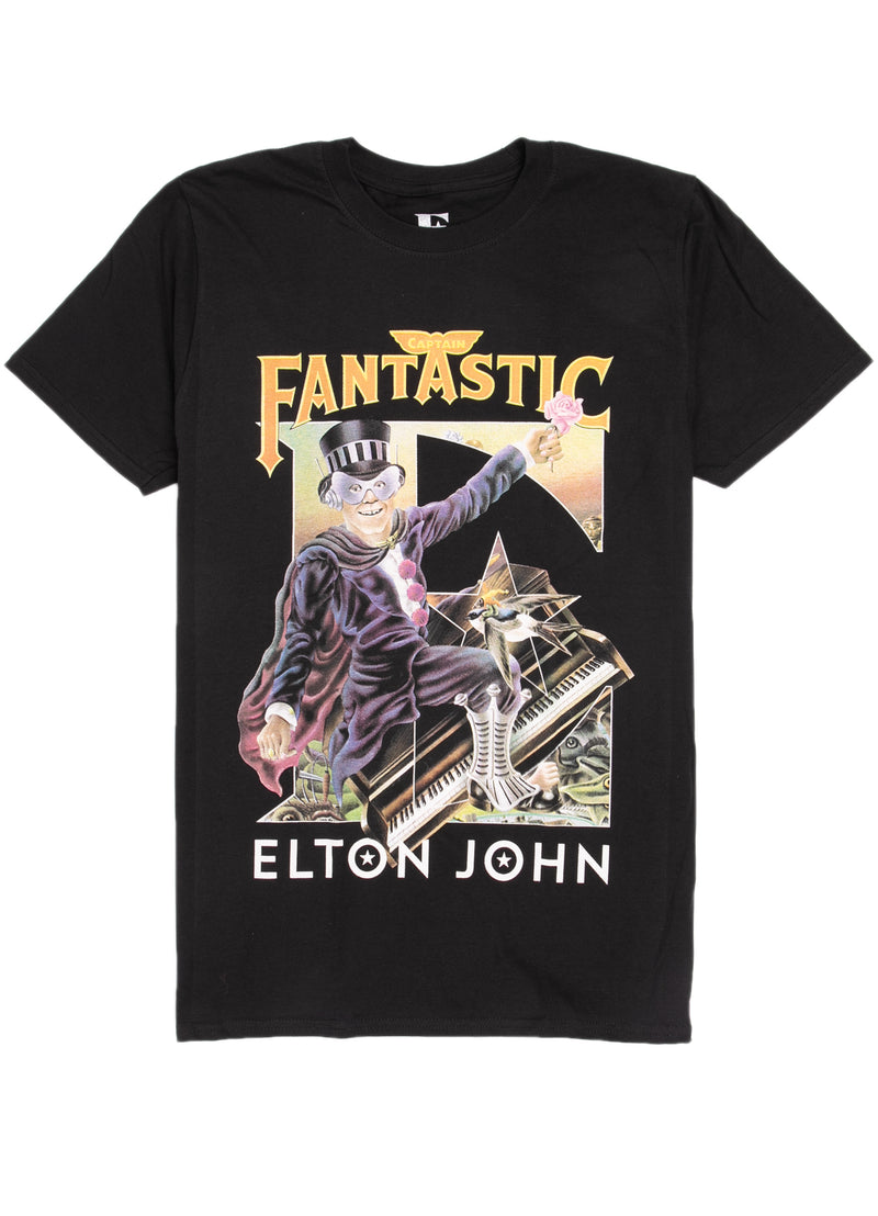 Elton John T-Shirt - Captain fantastic and the brown dirt cowboy - Black