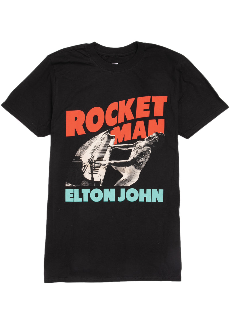 Elton John T-Shirt - Rocket Man Piano - Black