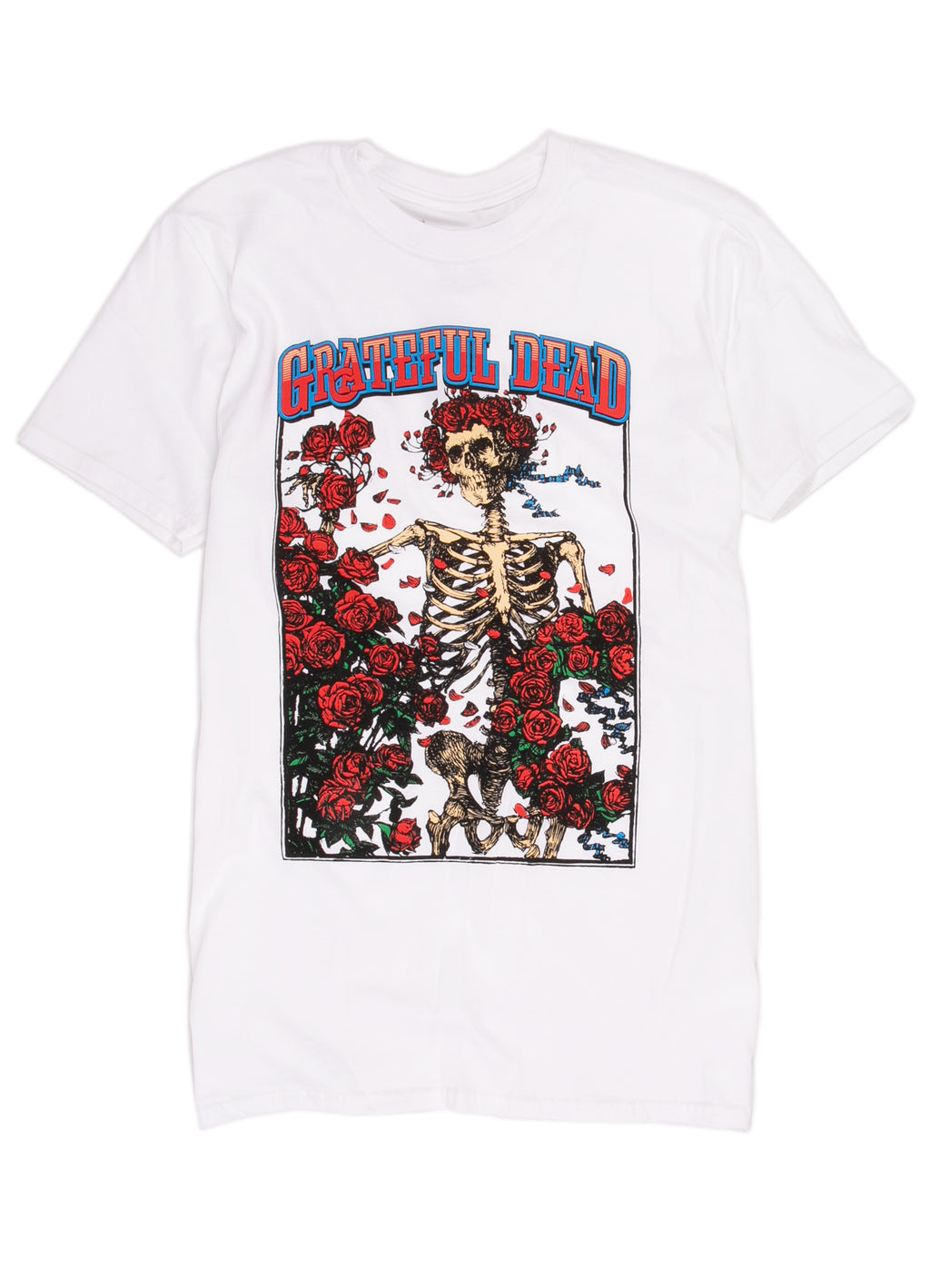 Grateful Dead skeleton t-shirt in white.