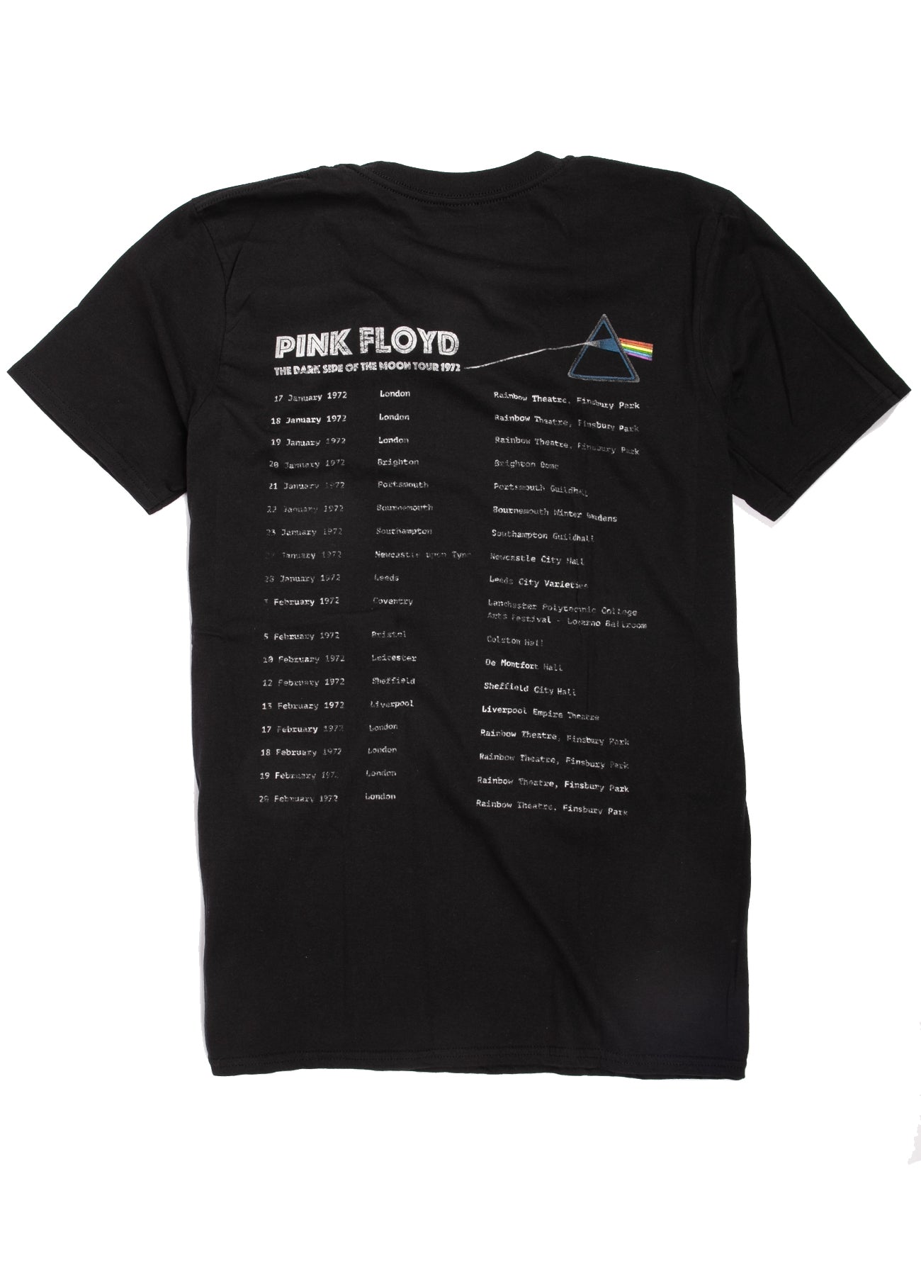 Unisex Pink Floyd T-Shirt - Dark Side Of The Moon - Black (Rainbow