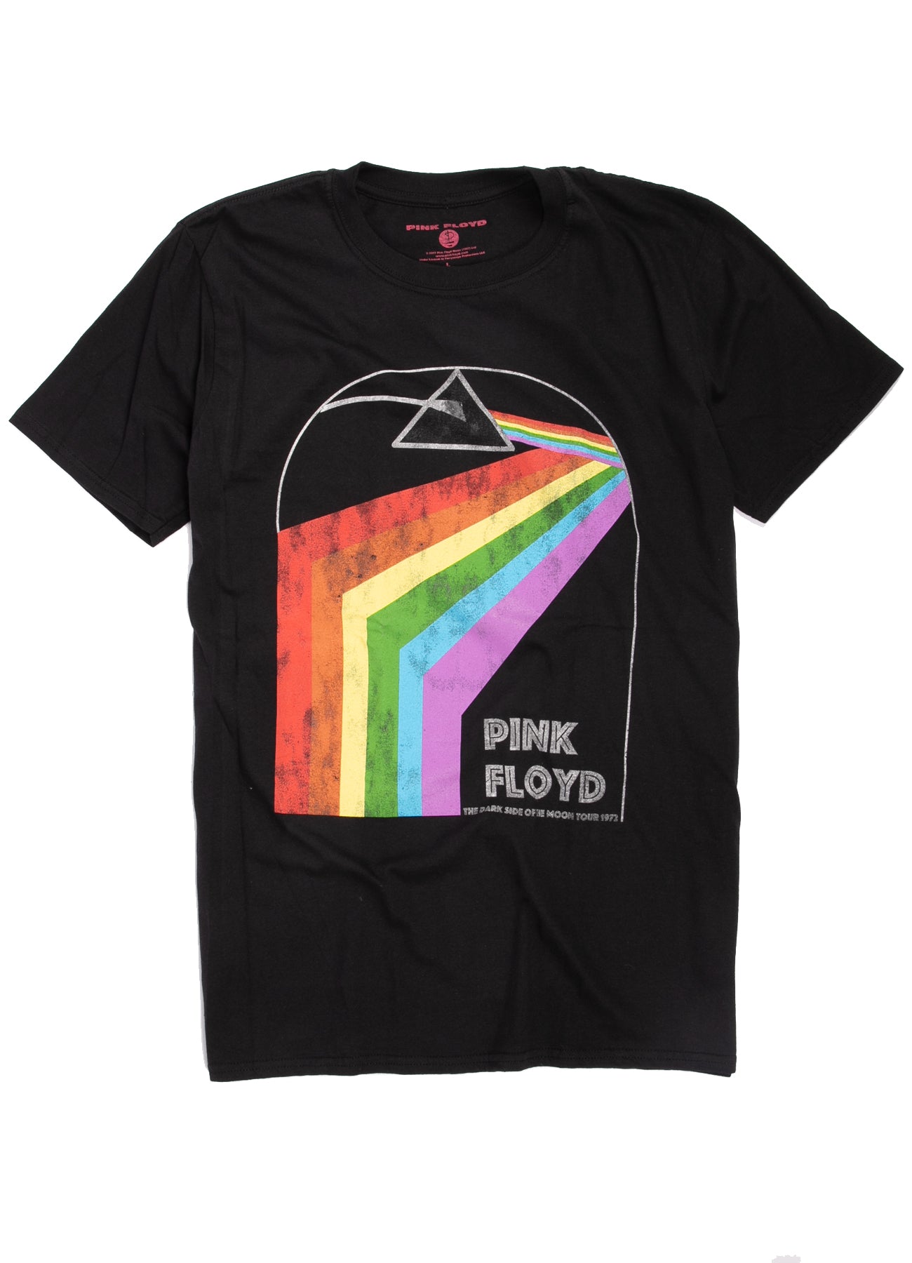 Unisex Pink Floyd T-Shirt - Dark Side Of The Moon - Black (Rainbow